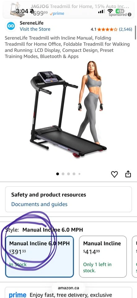 SereneLife Folding Treadmill Manual Incline Bluetooth - photo 2