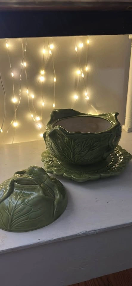 Cabbage pottery - bowl lid saucer - photo 2