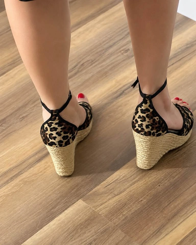 Leopard Print Espadrille Wedge Sandals - photo 3