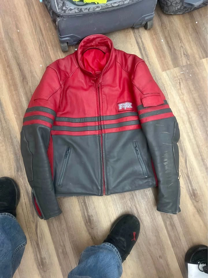 FTX Red & Black Leather Motorcycle Jacket