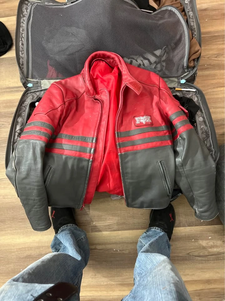 FTX Red & Black Leather Motorcycle Jacket - photo 3