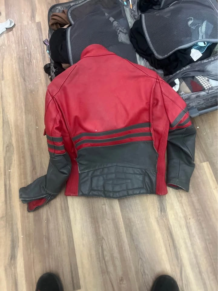 FTX Red & Black Leather Motorcycle Jacket - photo 4