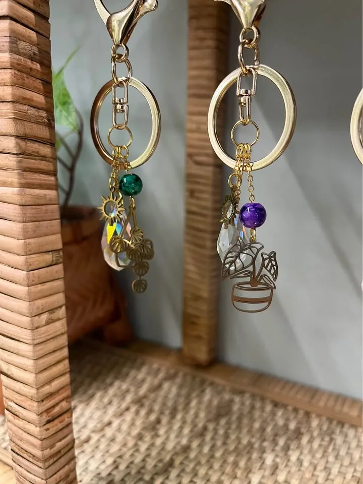 Purse & Bag Charms/Keychains w/ Plant Theme in Gold or Silver image indicator(9)