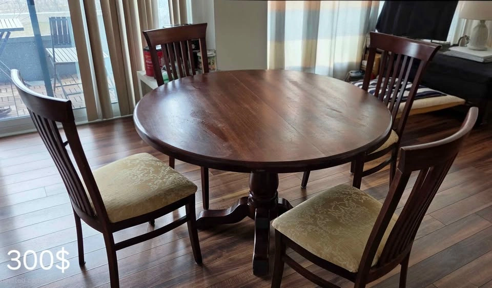 Solid Wood Round Table & 4 Chairs - photo 3