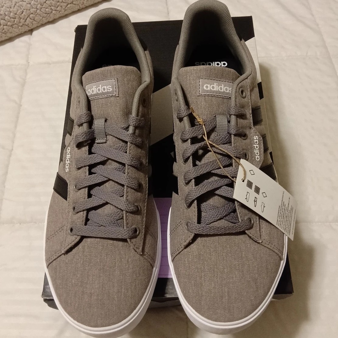 ADIDAS New Daily 3.0 Men's Canvas Sneakers Grey/Black/White US 1
