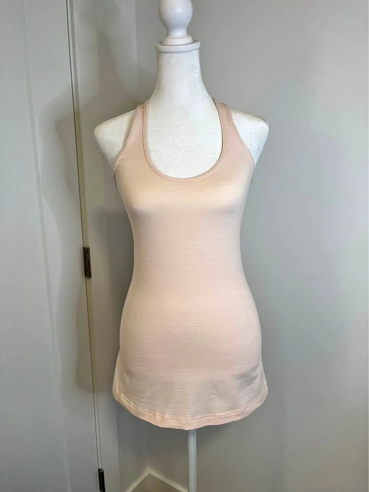 LULULEMON Soft Pink Pinstriped Racerback Tank Top - Size 4