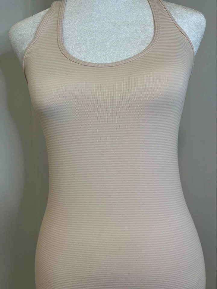 LULULEMON Soft Pink Pinstriped Racerback Tank Top - Size 4 - photo 3