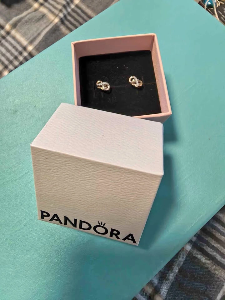 Pandora Gold Tone Infinity Sparkle Earrings