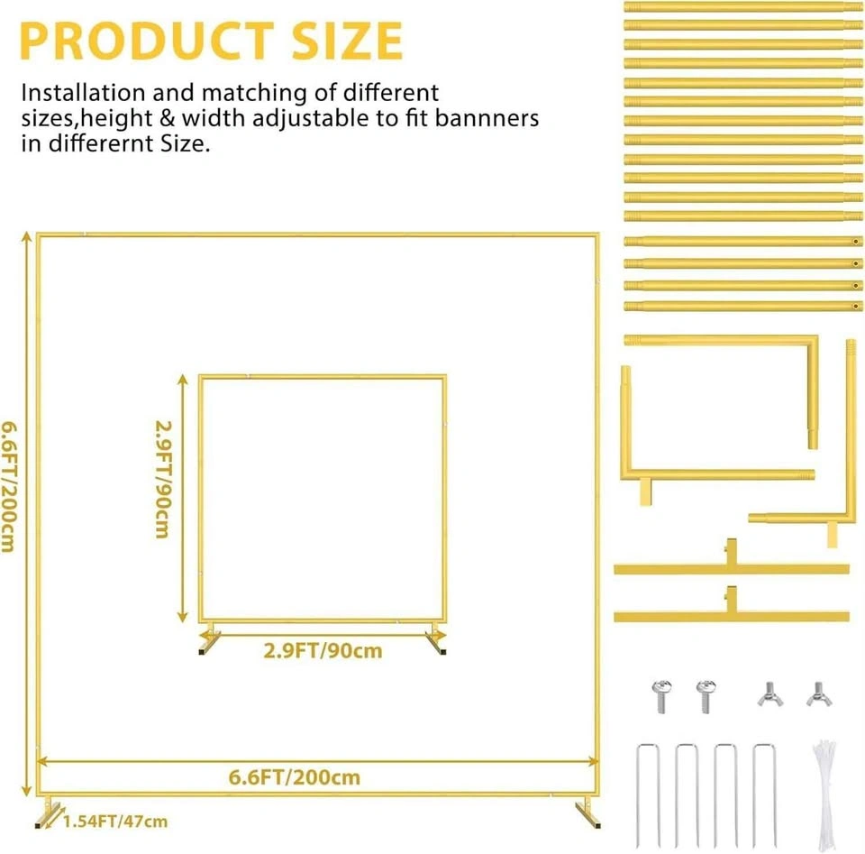 Gold Square Backdrop Stand, 6.6ft Arch - photo 2