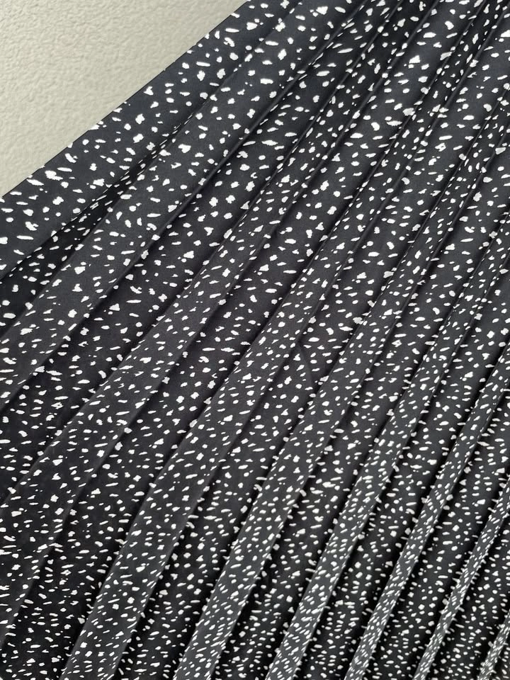 Zara Polka Dot Pleated Skirt Black White XS Midi Lightweight - photo 5