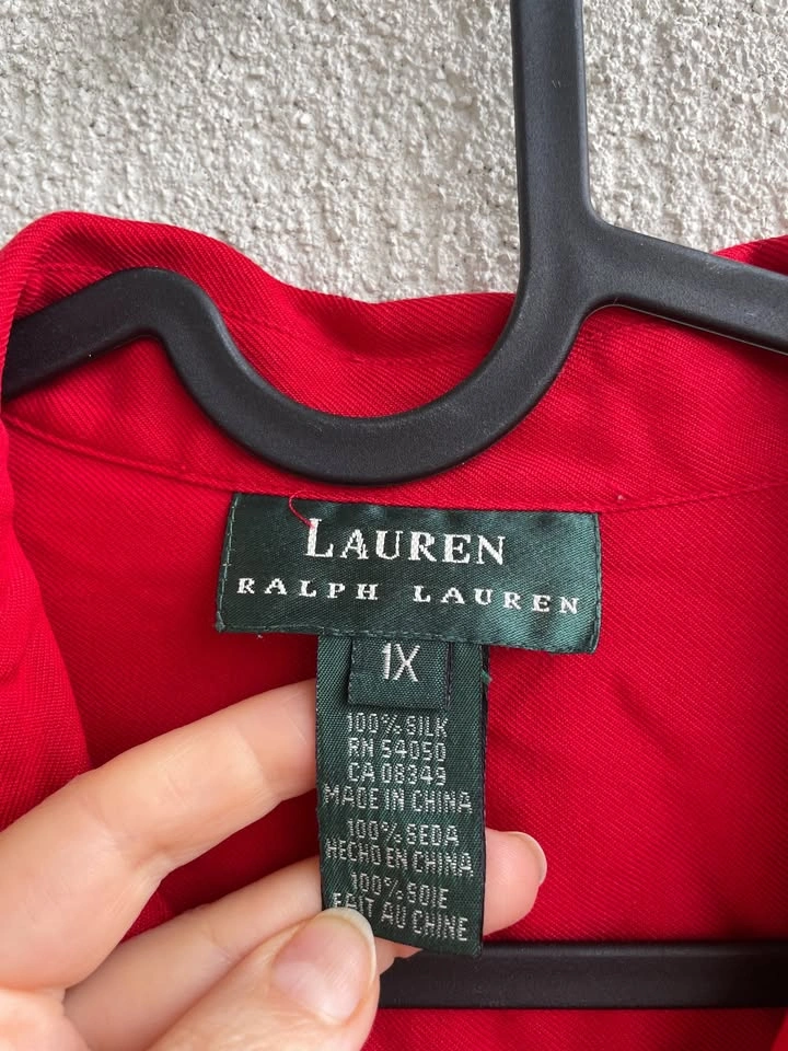 Lauren Ralph Lauren Red Silk Blouse - Size 1X - photo 2