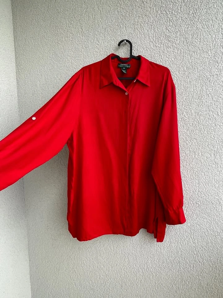 Lauren Ralph Lauren Red Silk Blouse - Size 1X - photo 3