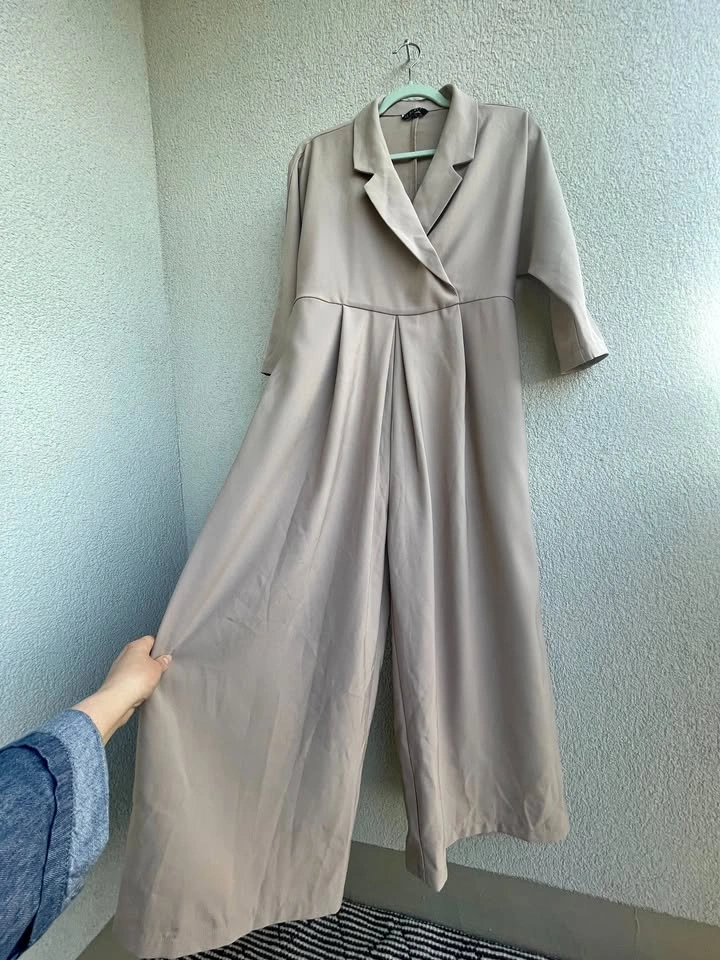 Beige Wide Leg Jumpsuit M-L