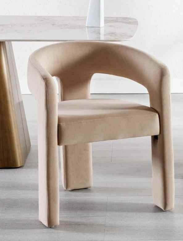 BESTANO Modern Khaki Velvet Barrel Chair