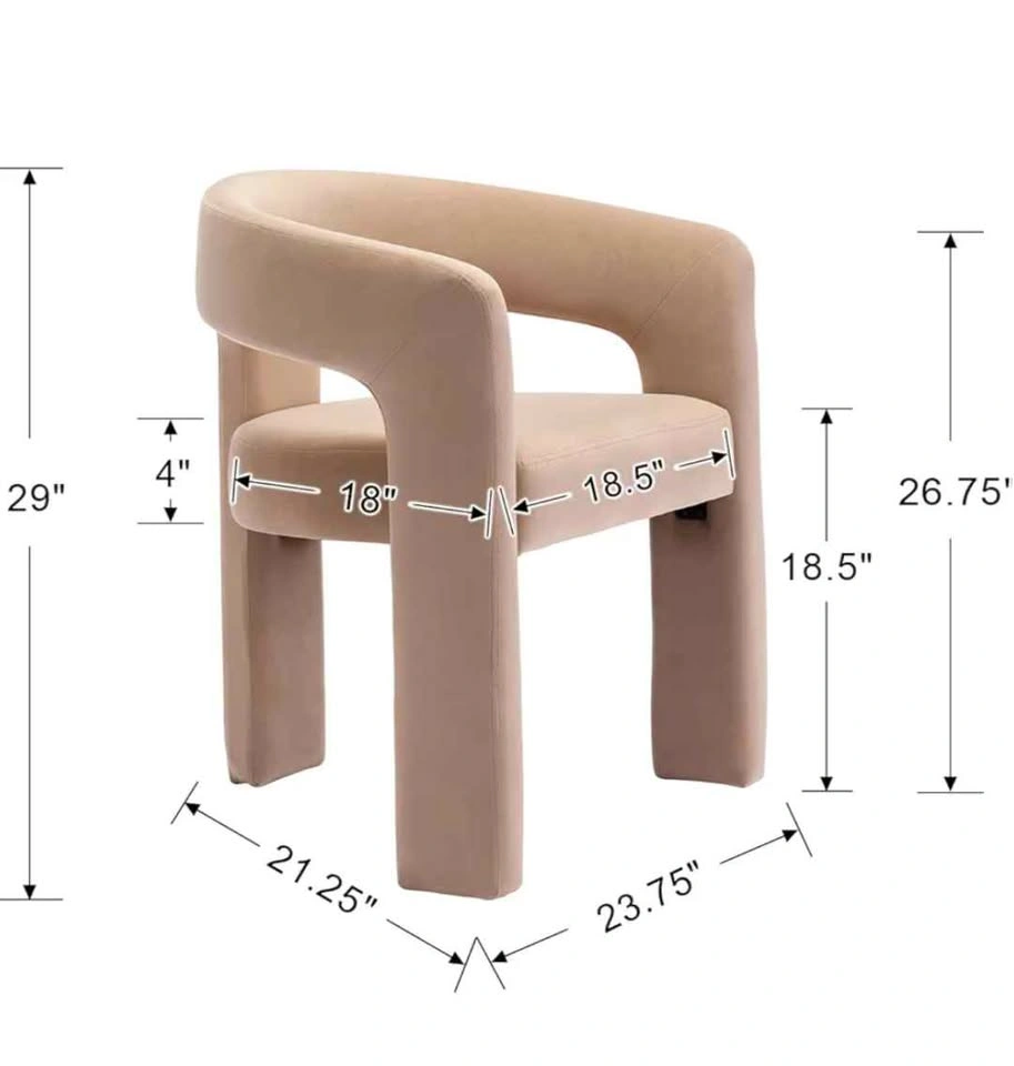 BESTANO Modern Khaki Velvet Barrel Chair - photo 3