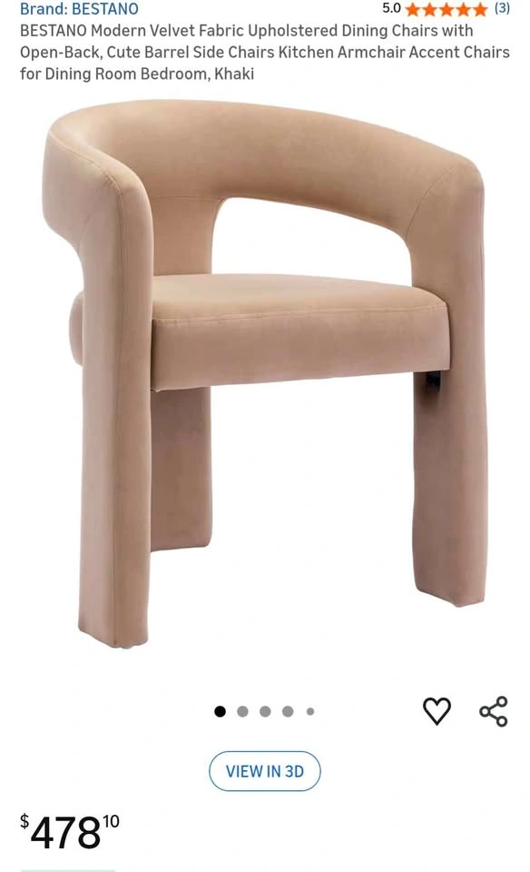 BESTANO Modern Khaki Velvet Barrel Chair - photo 4