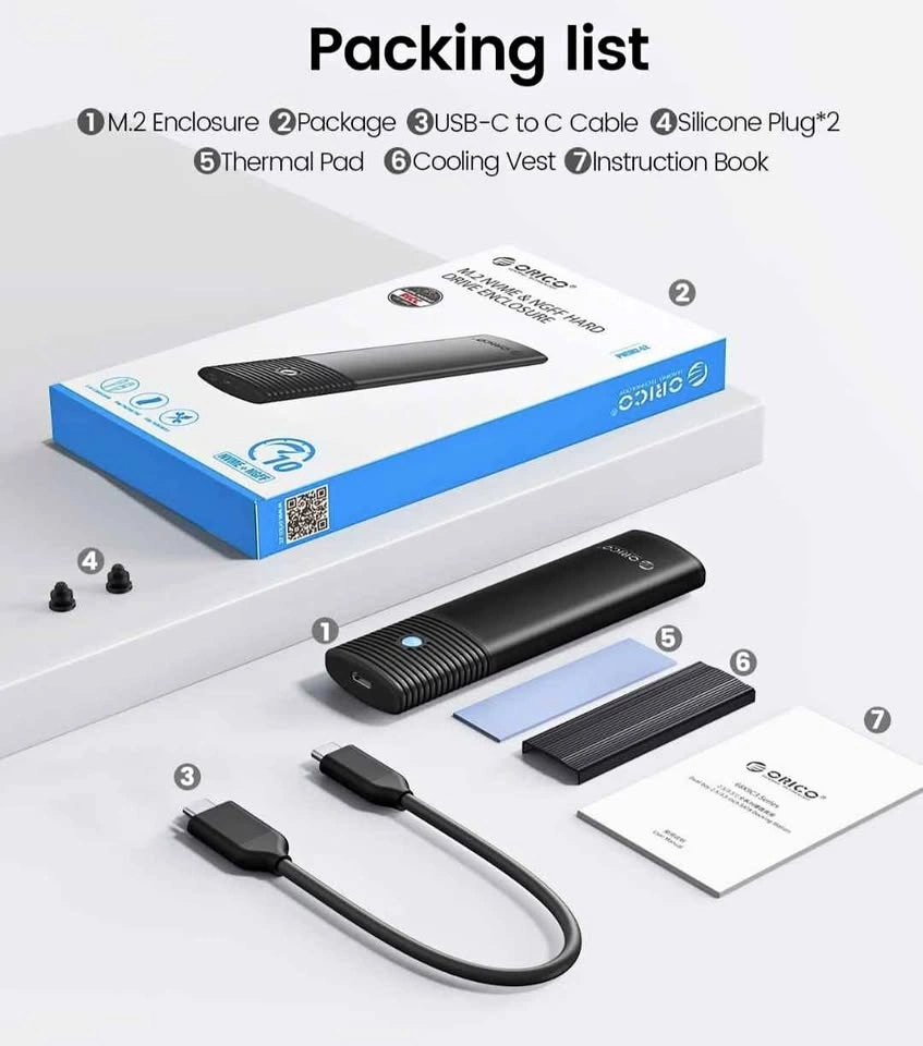 ORICO M.2 NVMe SSD Enclosure - USB C 10Gbps