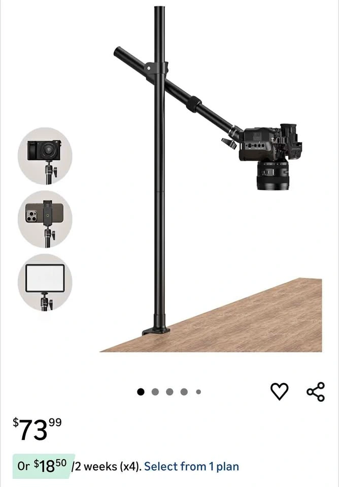 Camera Desk Mount Boom Arm for Phone Light