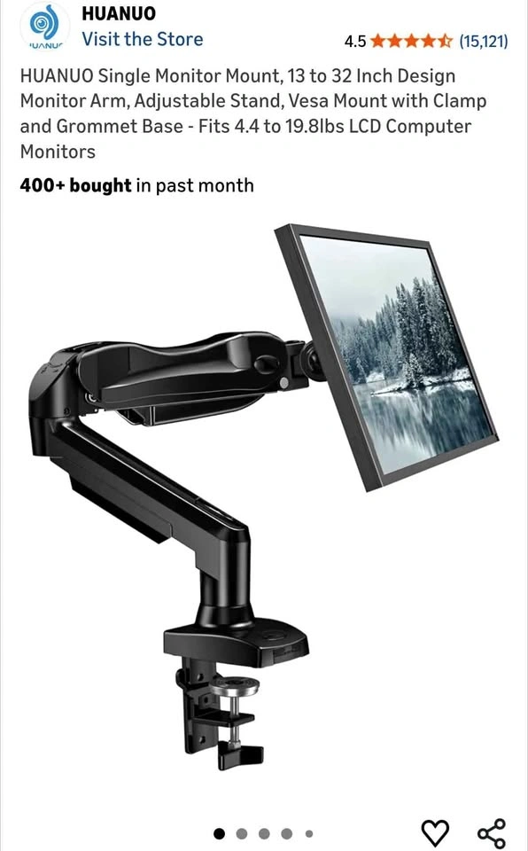 HUANUO Single Monitor Arm Adjustable VESA Mount