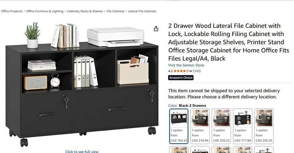 2 Drawer Wood Lateral File Cabinet with Lock