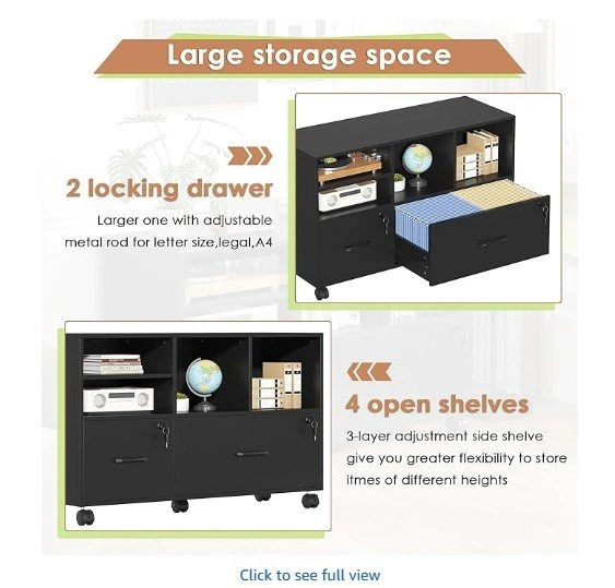 2 Drawer Wood Lateral File Cabinet with Lock - photo 3