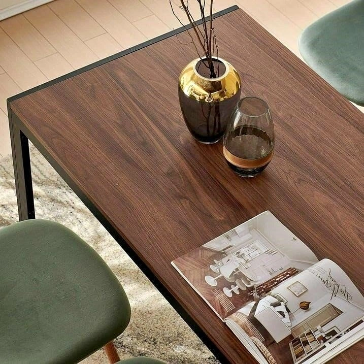 NORDICANA Dining Table Walnut with Metal Frame, 47" -102501