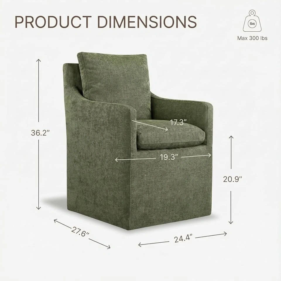 Upholstered Dining Chair with Caster LO123601 - photo 2