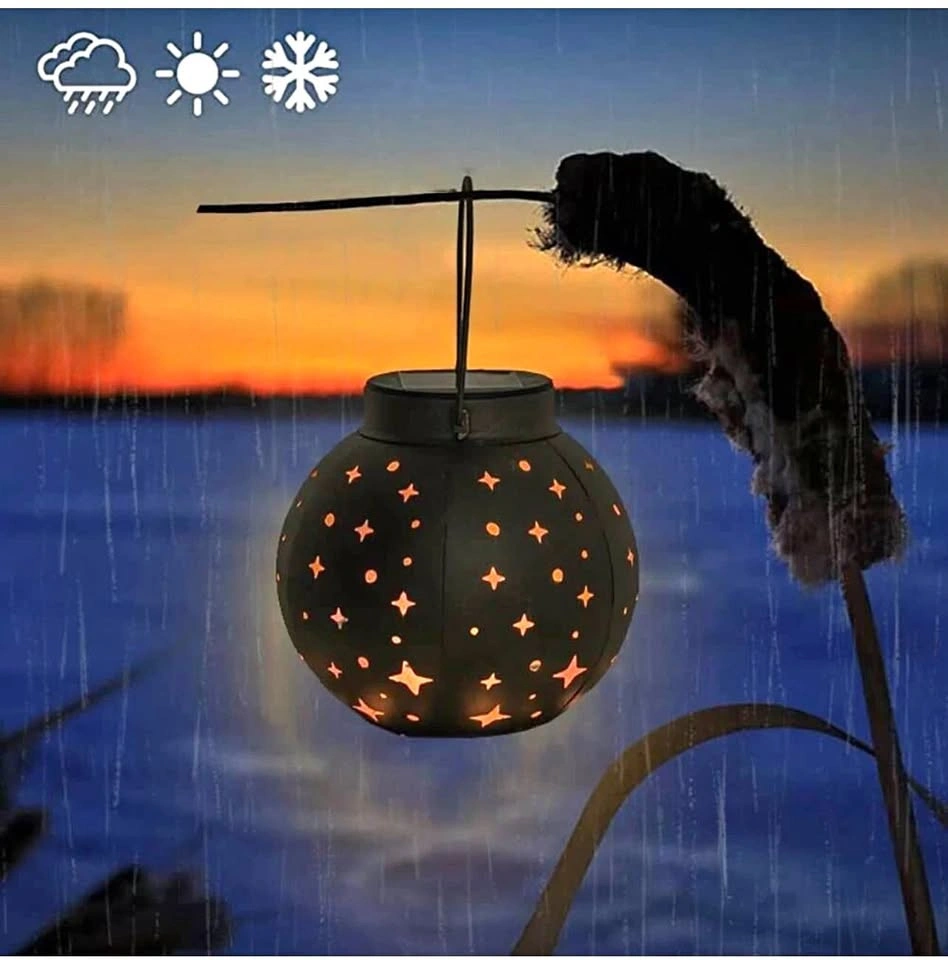 Solar Hanging Lanterns - Metal Retro Lamp (Set of 6)