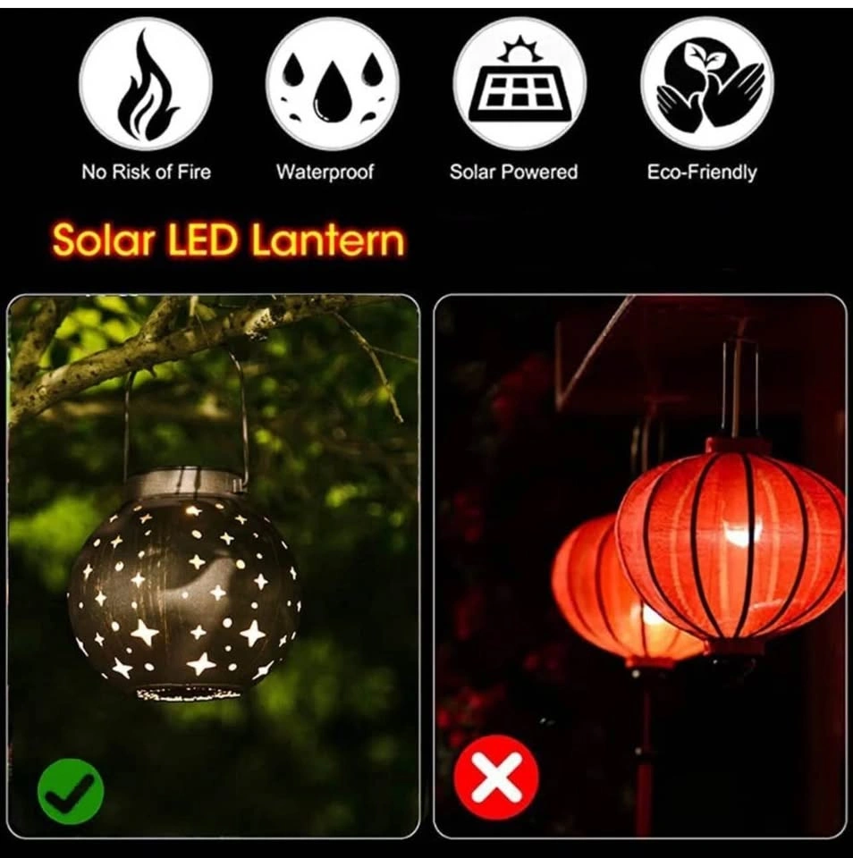 Solar Hanging Lanterns - Metal Retro Lamp (Set of 6) - photo 3