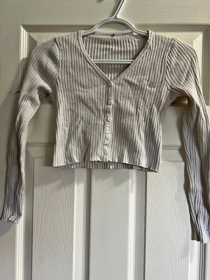 SHEIN Ribbed Cardigan Crop Top