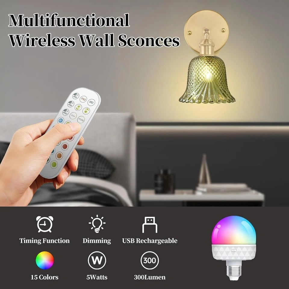 Vintage Rechargeable Wall Sconces with Remote - photo 4