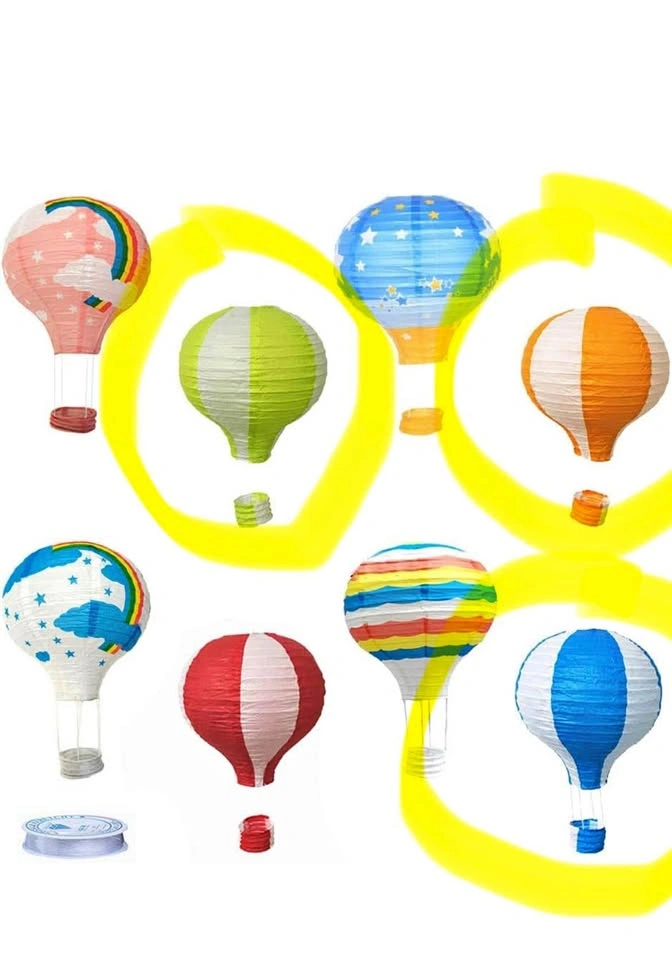 Hanging Hot Air Balloon Paper Lanterns Set (3 Packs)