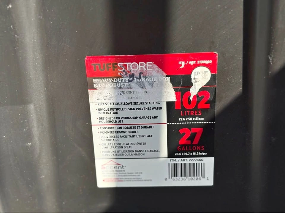 Costco Tuff Storage Box - 27 Gallons / 102 L