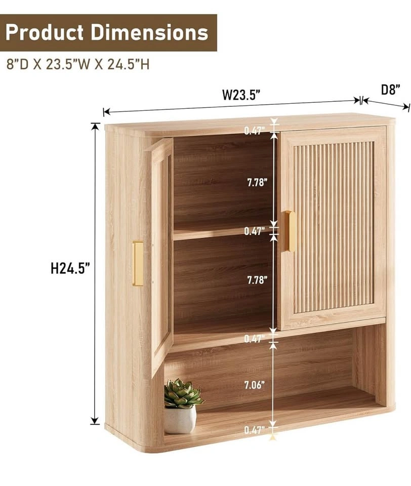 Brand New Assembled Bathroom Storage Cabinet - Natural Oak - photo 4