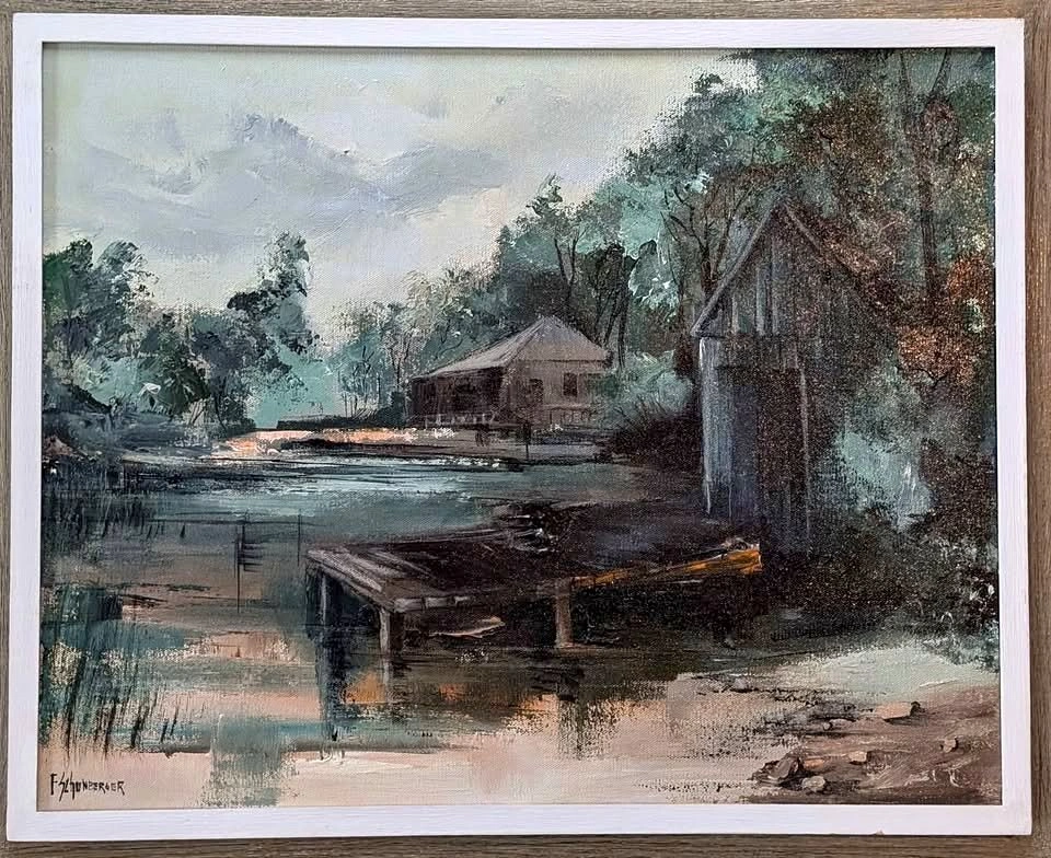 Fred Schonberger "Cottages, Rideau Lakes" Oil Painting