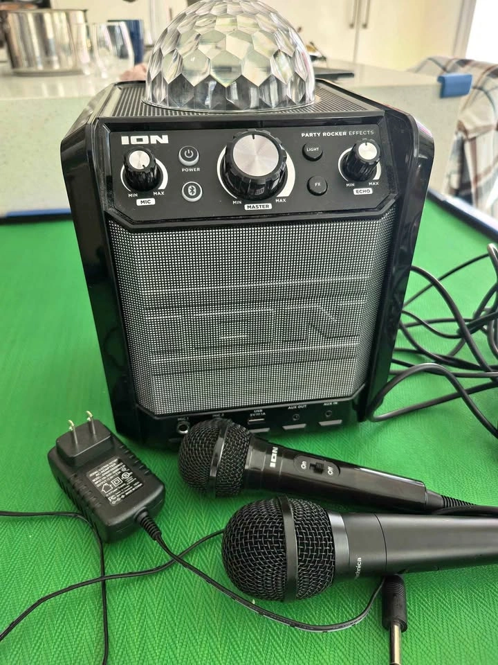 ION Party Rocker Effects Karaoke Speaker w/ Disco Light & Mics