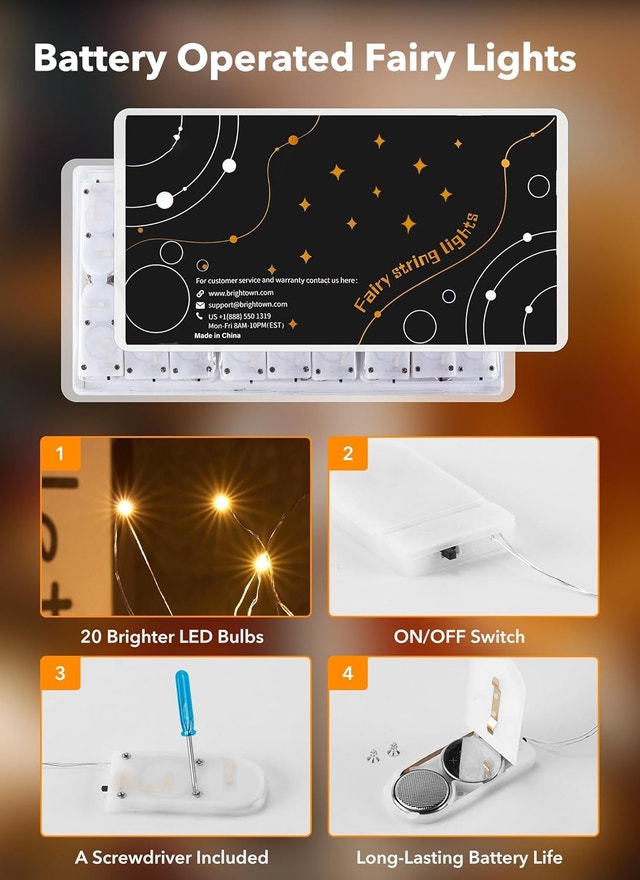 NEW 12 Pack Orange Fairy Lights Battery Operated String, 7 ft - photo 2