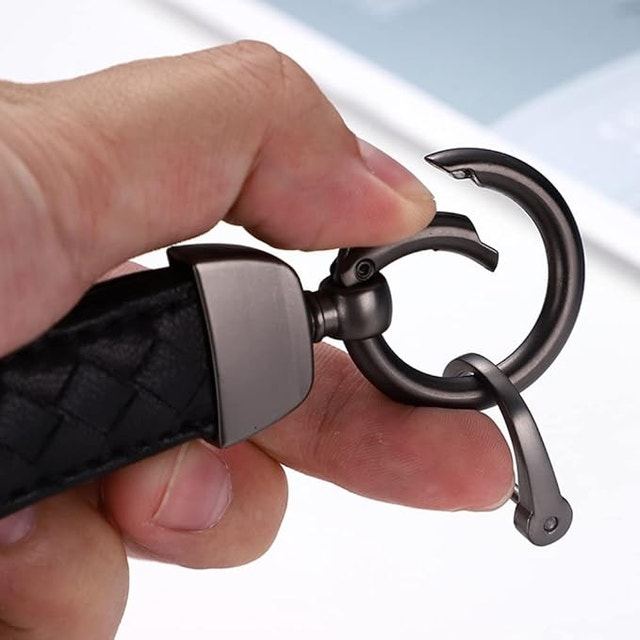 Purple Braided Leather Car Keychain - photo 2