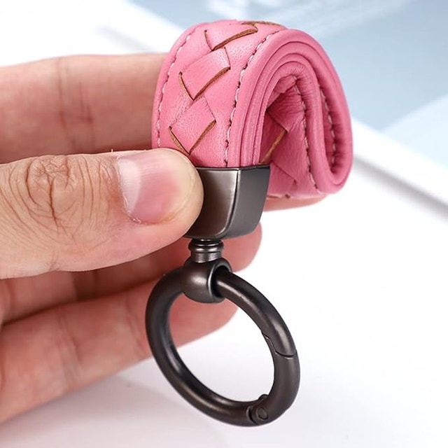 Purple Braided Leather Car Keychain - photo 3