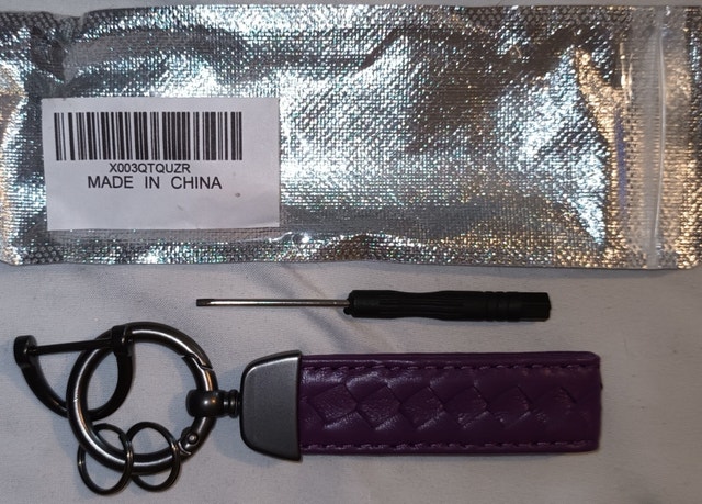Purple Braided Leather Car Keychain - photo 4