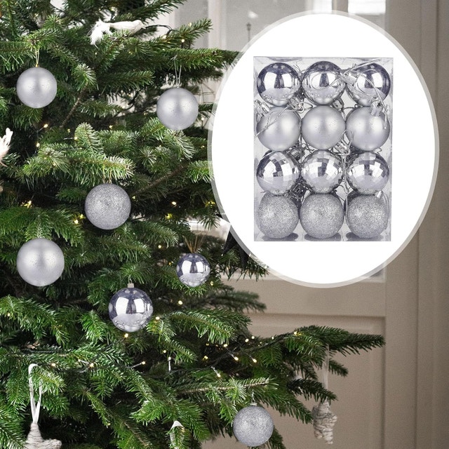 NEW Festive Christmas Tree Decor Ornaments Balls Set - 24 Pieces