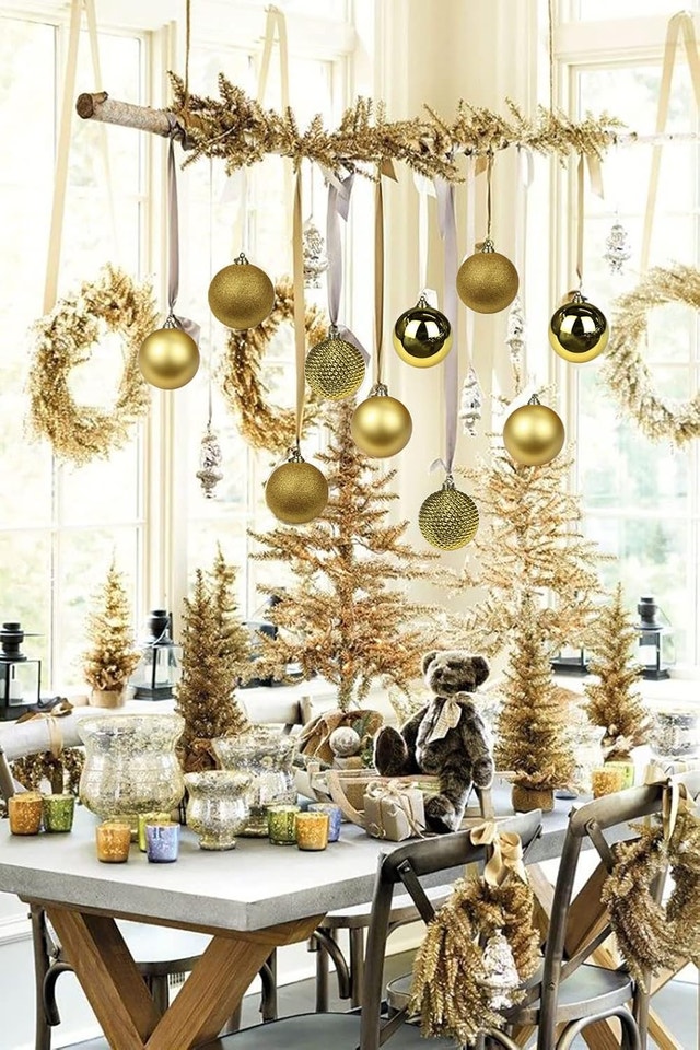 Gold Christmas Tree Ornaments - 4x10cm, 12x8cm