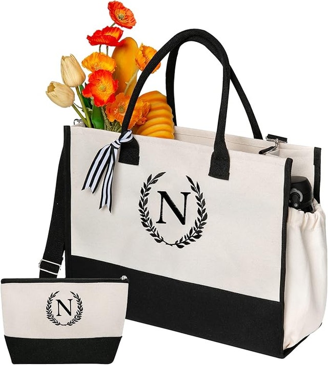 NEW "M"CRSTAFU Personalized Monogram Tote Bag and Matching Purse
