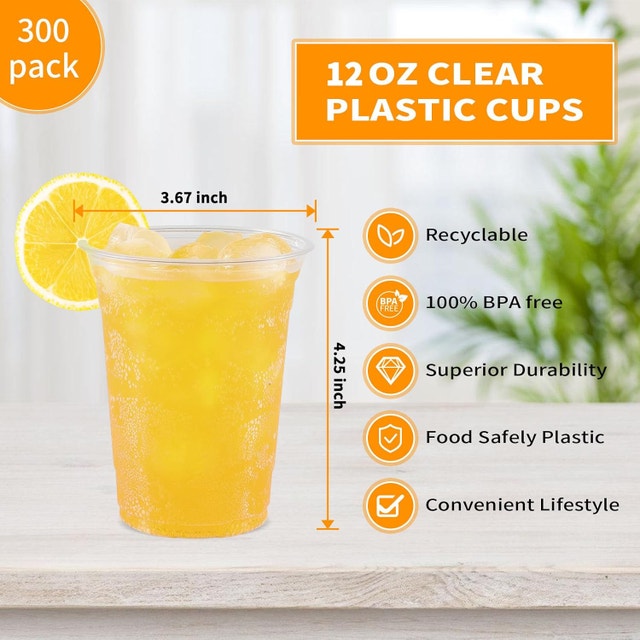 NEW 300 Pack Clear Plastic Cups, 12 oz - photo 2