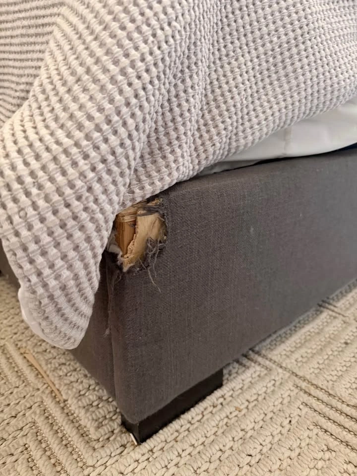 Queen Upholstered Bed Frame – Needs Footboard Repair - photo 2