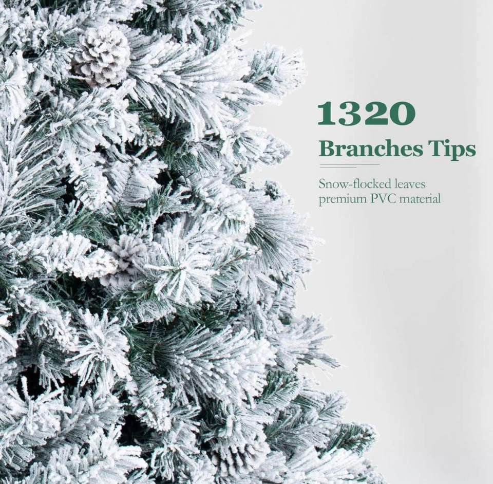 Pre-Lit Snow Flocked Christmas Tree 7.5 ft Warm White Lights - photo 3