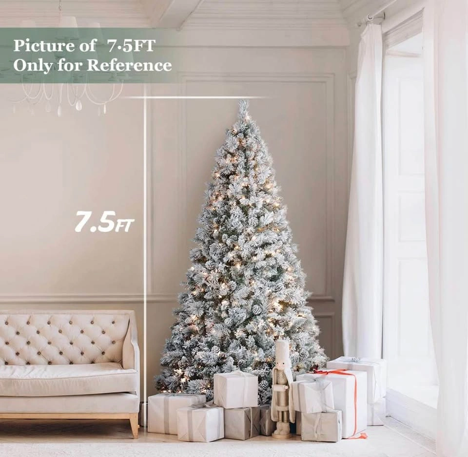 Pre-Lit Snow Flocked Christmas Tree 7.5 ft Warm White Lights - photo 4