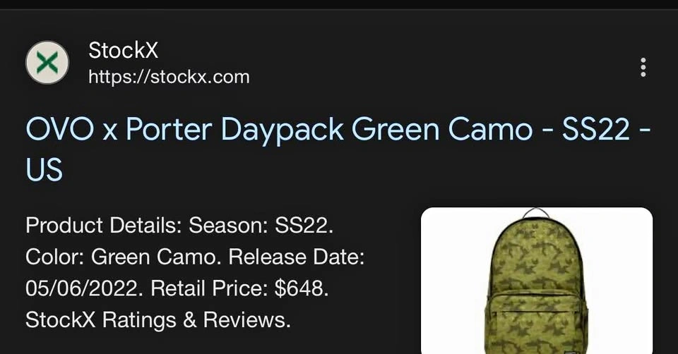 OVO x Porter Daypack - Green Camo (Rare Collab)