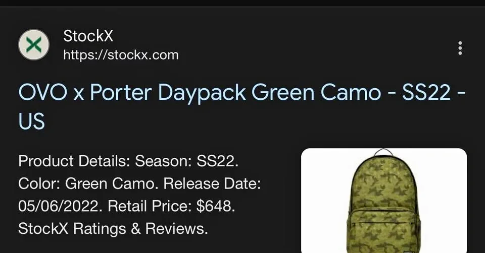 OVO x Porter Daypack - Green Camo (Rare Collab)