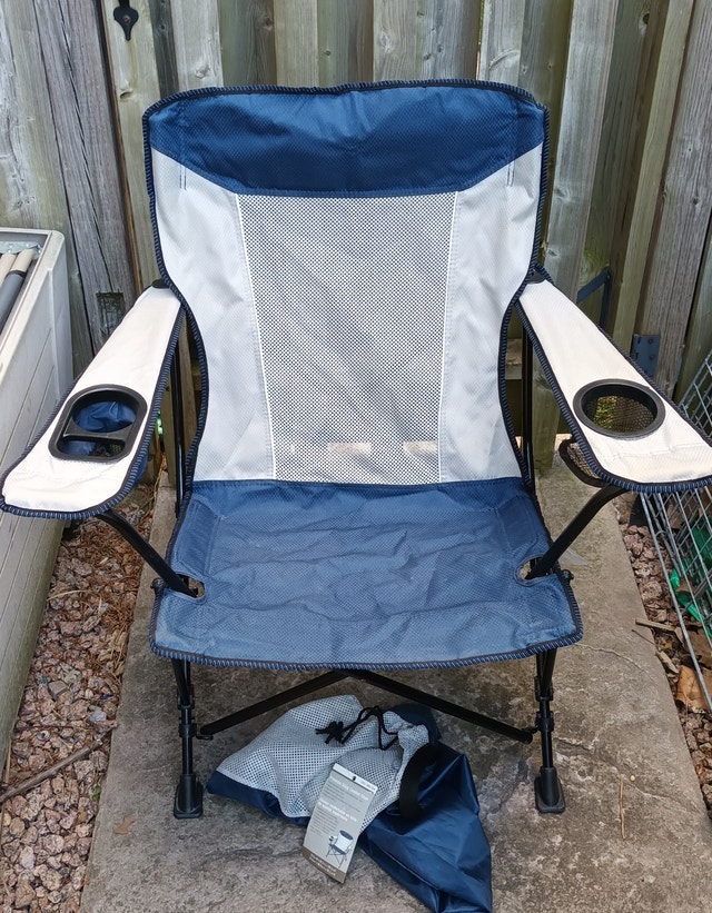 NEW Blue Mesh Premium Sling Comfort Folding Quad Chair